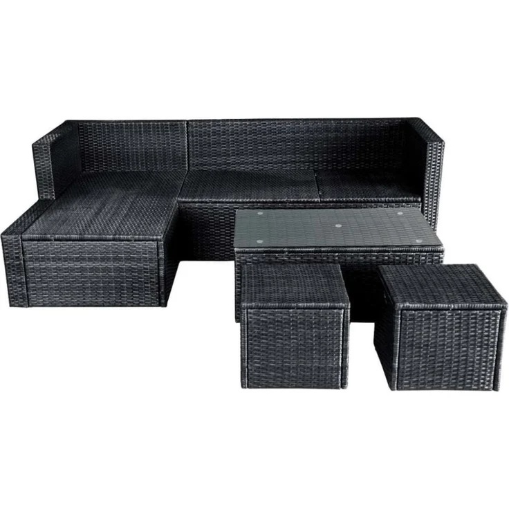 vidaXL 4-tlg. Garten-Lounge-Set mit Auflagen Poly Rattan Schwarz 42586 – Bild 3