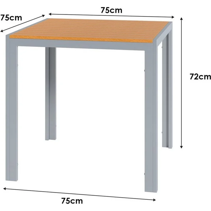 TLGREEN Gartentisch Aluminiumrahmen Quadratisch (110x70 cm WPC Balkontisch Wetterfest, Rechteckiger Terrassentisch, Esstisch Outdoor, 1 Tisch), Hitze- und Wetterbeständig, rutschfest, Brettbreite 6.5cm – Bild 4