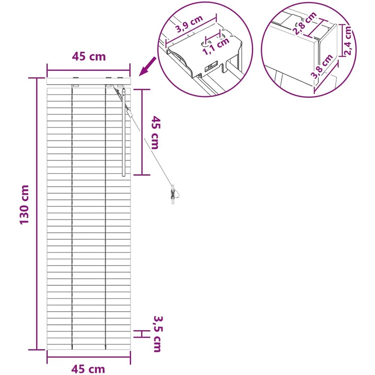 vidaXL Venezianische Jalousie Weiß 45 x 130 cm 35 mm 42015380 – Bild 10