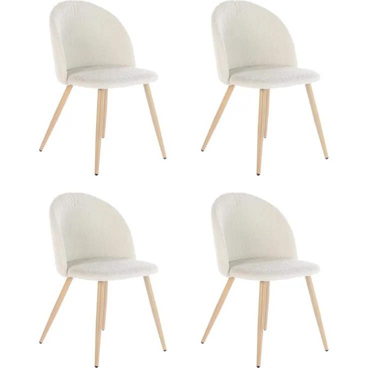 FurnitureR Set von 4 Esszimmerstühlen Weiche Stühle Küchenstühle, Komfort Chenille Stoff Sitz für Esszimmer Wohnzimmer Lounge Home, Beige