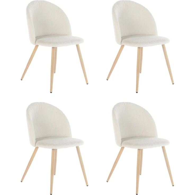 FurnitureR Set von 4 Esszimmerstühlen Weiche Stühle Küchenstühle, Komfort Chenille Stoff Sitz für Esszimmer Wohnzimmer Lounge Home, Beige – Bild 1