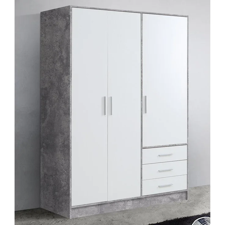 Kleiderschrank >Babbette< in Betonoptik - 144.6x200x60cm (BxHxT)