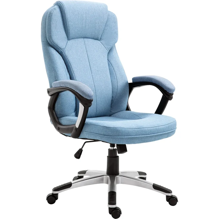 MELAYR, Bürostuhl Computerstuhl Drehstuhl höhenverstellbar Wippfunktion mit Kopfstütze und, 66 x 75 x 58 cm, Hellblau – Bild 2