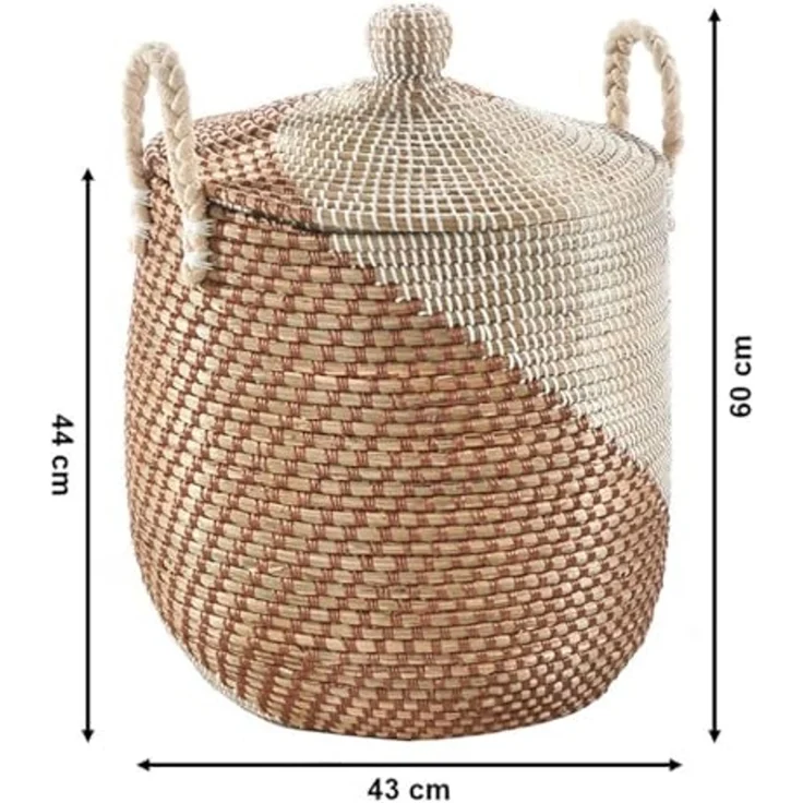 Kobolo Aufbewahrungskorb Schlangenkorb Korb NAGA Seegras inkl. Deckel (Stück, 1 St, 1 Stück), Korb mit Deckel – Bild 3