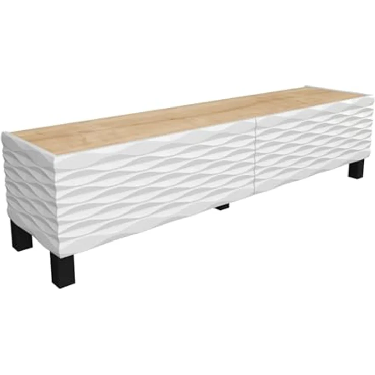 Hanah Home Traditional TV Stand, Sapphire & White, 149.2 x 35 x 38 cm | 100% Melamine Coated Particle Board, 18 mm Thick | Elegant Design for Living Room – Bild 5