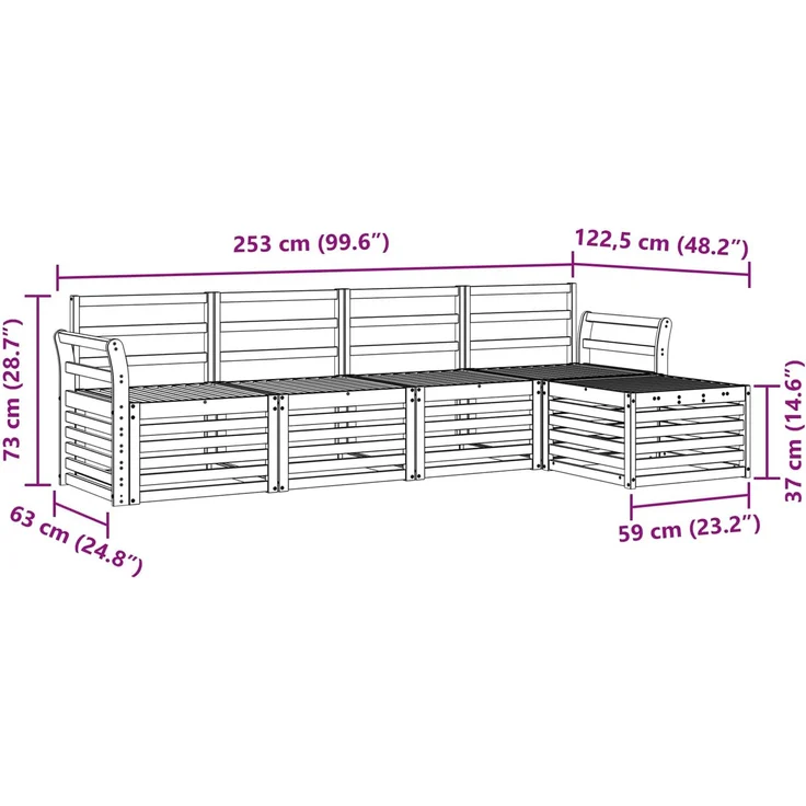vidaXL Outdoor-Sofagarnitur 5 stk. 5-Sitzer Natur Massivholz Akazie 3374649 – Bild 8