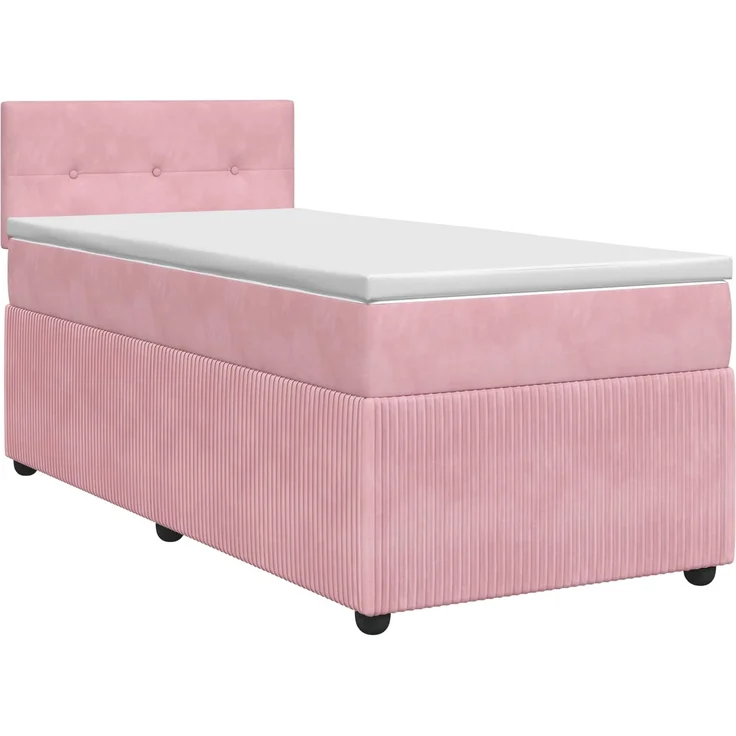 vidaXL Boxspringbett mit Matratze mit Kopfteil Rosa 80 x 200 cm Samt 3451570 – Bild 2
