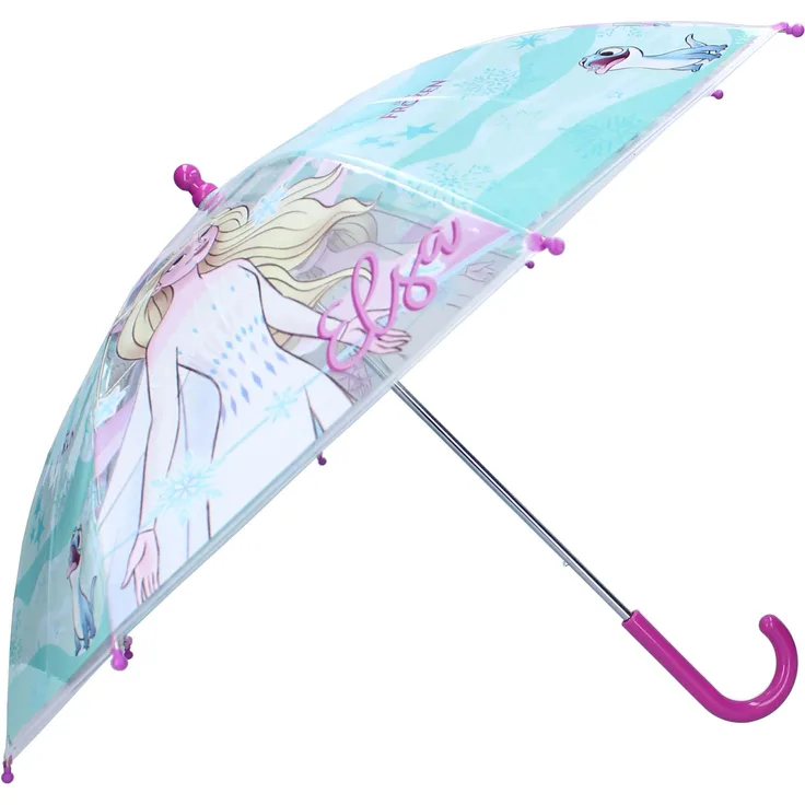 Disney Frozen II Schirm Ø 71 cm – Bunter Regenschirm für Kinder mit Elsa und Anna