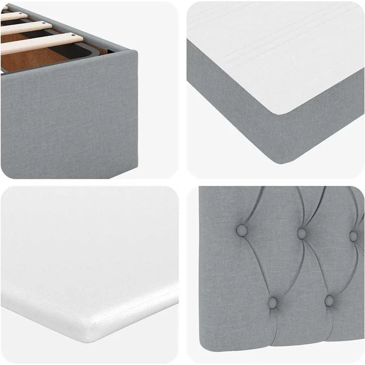 vidaXL Ottoman-Bett mit Matratze Hellgrau 90x200 cm Stoff 3311511 – Bild 8