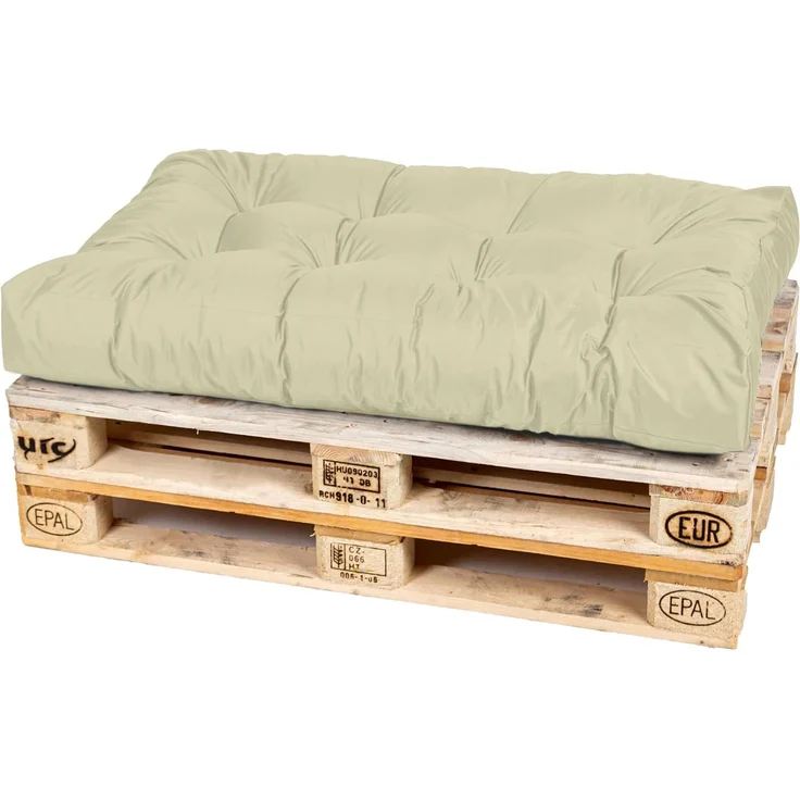 TexDeko® Garden Palettenkissen 120 x 80 x 18 cm wasserabweisend UV - beständig In- & Outdoor Premium Sitzkissen gesteppt Palettenauflage für Europaletten Palettenpolster (Sand)