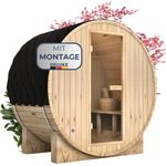 DELUKE® Fasssauna Outdoor mit Elektroofen PIET - für 2 Personen, inkl. Saunazubehör | Außensauna Gartensauna Saunafass | Mit externer Montage