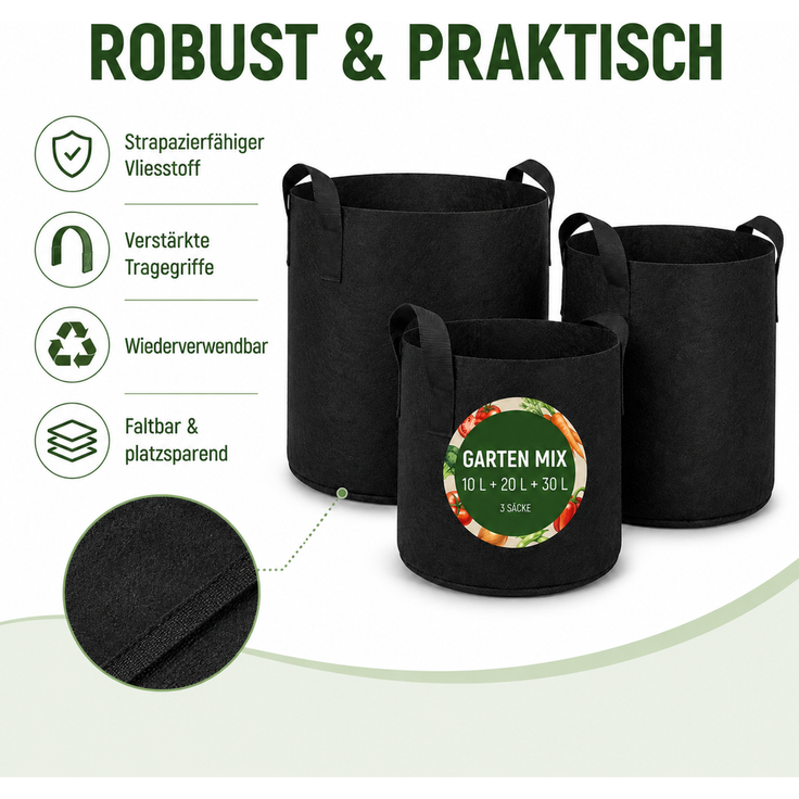Pflanzsäcke Set Schwarz – Bild 4