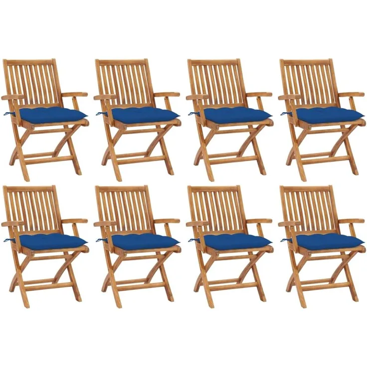 Klappbare Gartenstühle mit Kissen 8 Stk. Massivholz Teak