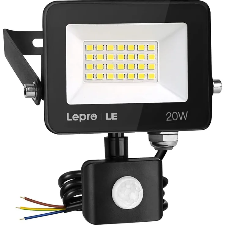 Lepro 20W LED Strahler mit Bewegungsmelder Außen, 2000LM Außenstrahler 5000K Kaltweiß Superhell Scheinwerfer, IP65 Wasserdicht Fluter, Ideale Aussenleuchte für Garten, Innenhöfe, Garage, Haus, Hotel