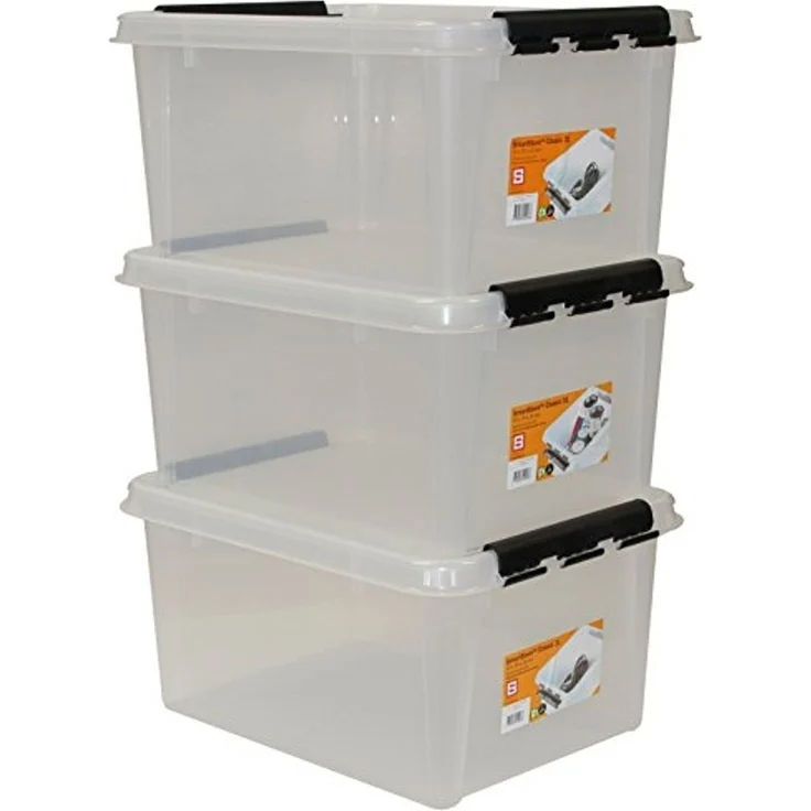 Orthex Stapelbox 3x stapelbare Box Smart Store Classic 31 transparent Deckel & Verschlu (3 St) – Bild 1