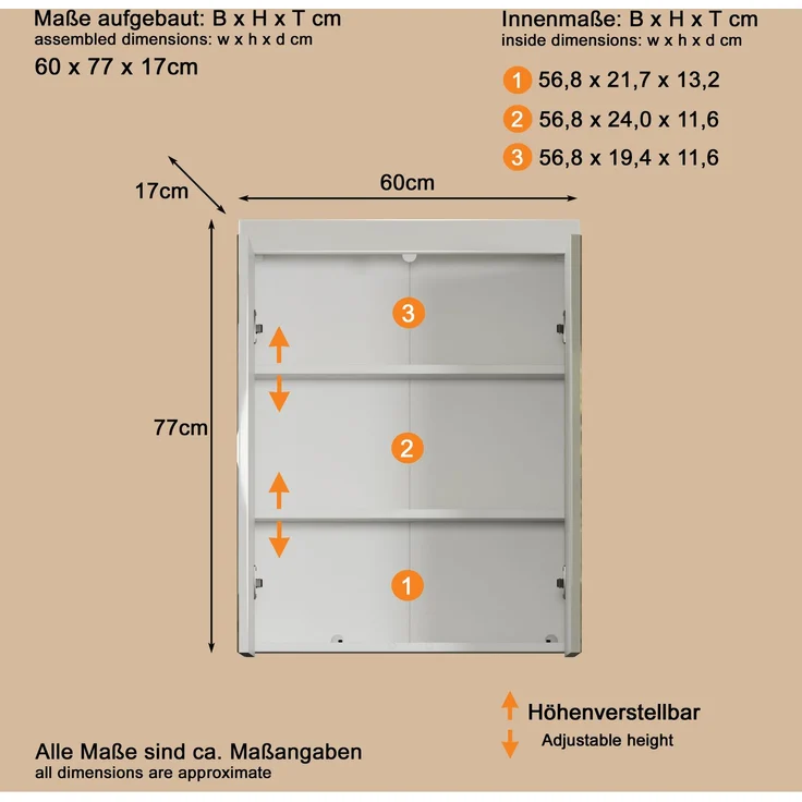 Trendteam 'Amanda' Spiegelschrank, Holz, 77 x 17 x 60 cm, Weiß Hochglanz – Bild 13