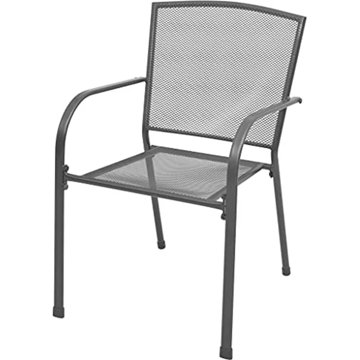 vidaXL Stapelbare Gartenstühle 2 Stk. Stahl Grau 42705 – Bild 4