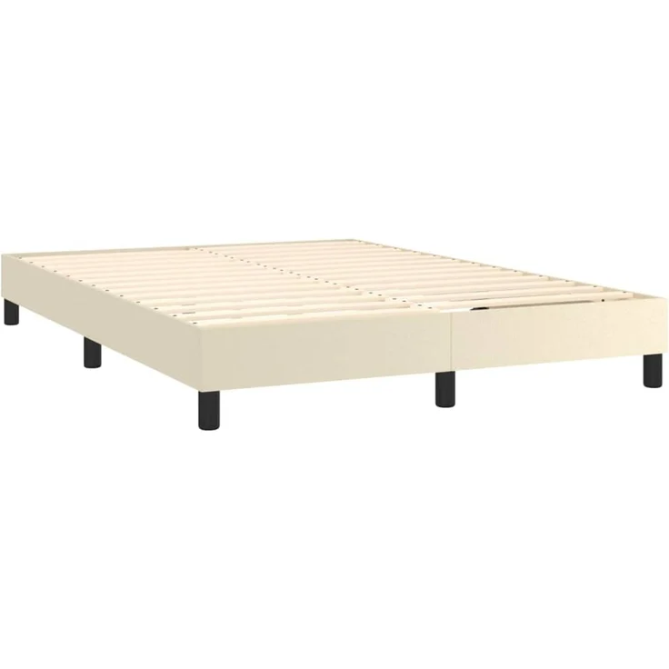 vidaXL Boxspringbett mit Matratze Creme 140x190 cm Kunstleder 3141121 – Bild 4