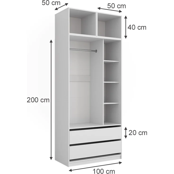 Kleiderschrank Elmo Weiß 50 x 40 cm 3er Set Vicco – Bild 2