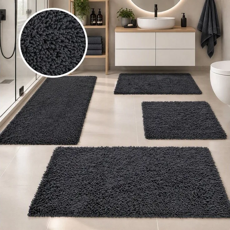 OTTO home Badematte Xennia, Badvorleger, Badezimmer Teppich, Duschvorleger, Höhe 28 mm, rutschhemmend beschichtet, schnell trocknend, Baumwolle, rechteckig, Badteppich, Uni Farben, vielseitig kombinierbar