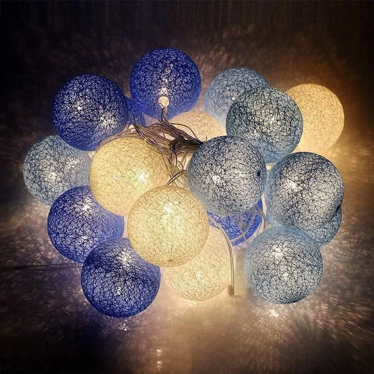 LED Lichterkette Baumwollkugeln Batteriebetrieben, 3,3m 20er Cotton Ball Lichterketten Kugeln Nachtlicht für Weihnachten, Hochzeit, Party, Zimmer, Wohnheim, Innen Deko