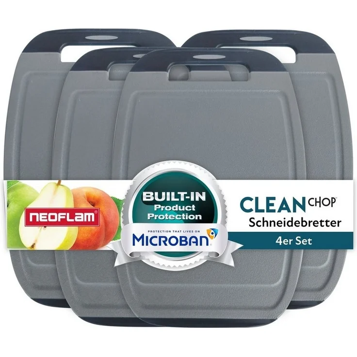 NEOFLAM® Schneidebrett BiJu Antibakterielles Frühstücksbrettchen Set, 4tlg. - Grau/Schwarz, Kunststoff (PP), (4-St) – Bild 5
