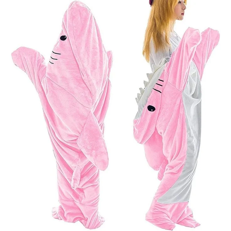 Wohndecke Hai Decke Mit Ärmeln, Superweichem Flanell Decken Hoodie Hai Overall, TUWENA, Deckenkapuzenpullover, Schlafsack Tragbare Decke für Erwachsene Kinder – Bild 1
