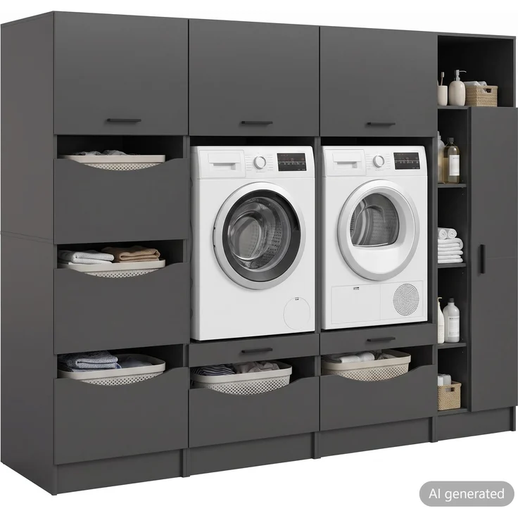 Waschmaschienenumbau Set (B/H/T: 233x195x68 cm) in anthrazit Nachbildung – Bild 1