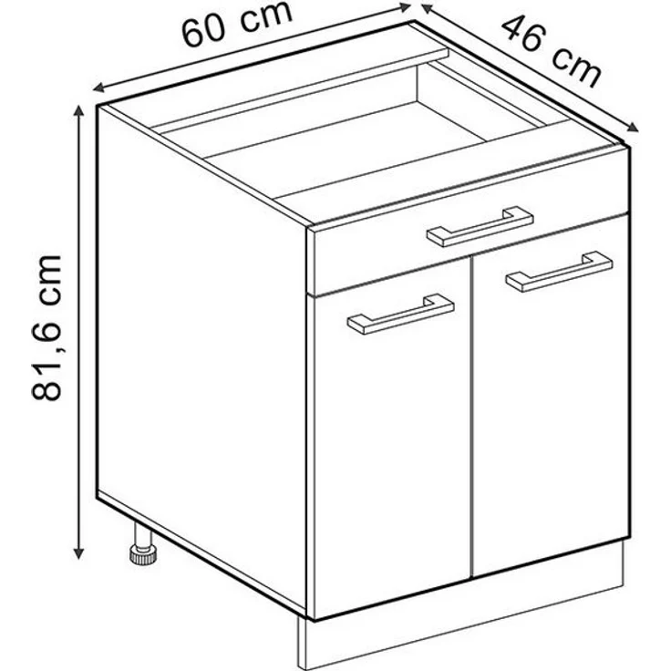 Küchenunterschrank R-Line Schwarz Hochglanz 60 cm mit Schublade, ohne Arbeitsplatte Vicco – Bild 2