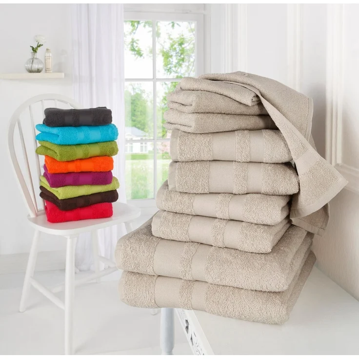 OTTO home Handtuch Set Vanessa, 10-tlg Handtuch-Set, in Standard- und Premium-Qualität, weich, Walkfrottee (Set, 10-St), 100% Baumwolle, Duschtücher, Handtücher, Gästetücher, mit Bordüre – Bild 1