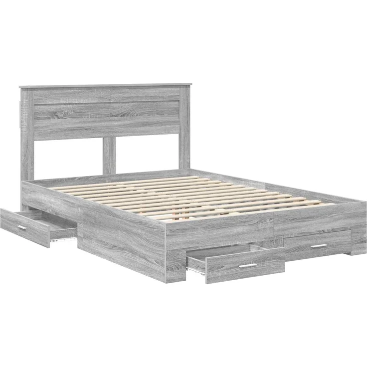 vidaXL Bettrahmen Graues Sonoma 150 x 200 cm Holzwerkstoff 3409978 – Bild 4