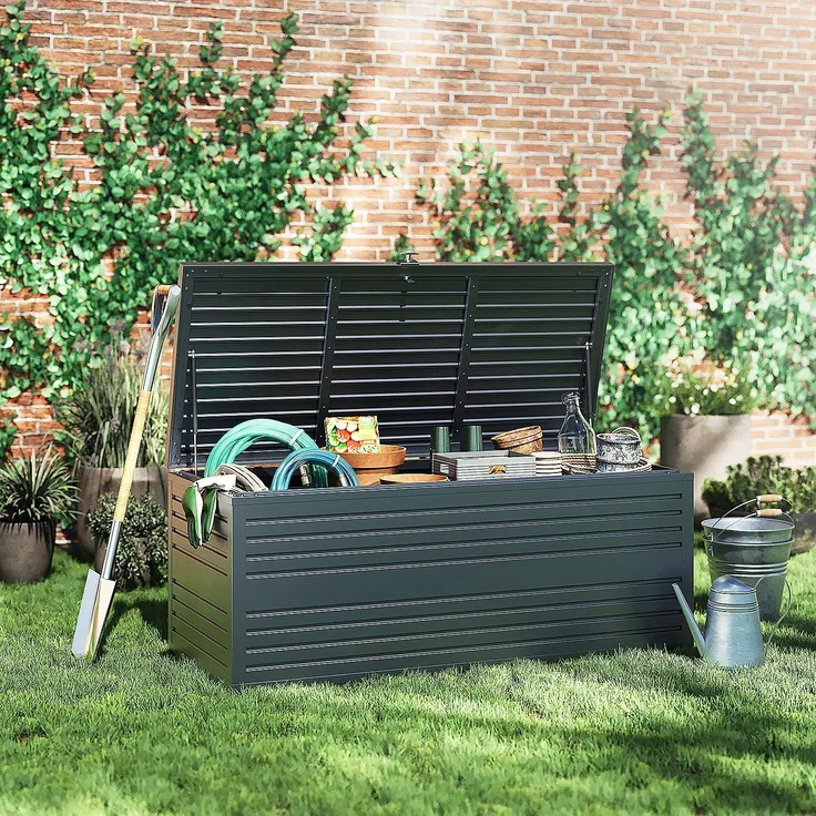 Weide Gartenbox | 100% Aluminium | Aufbewahrungsbox 1015 L | Outdoor Box mit Deckel | 180 x 74 x 79 cm