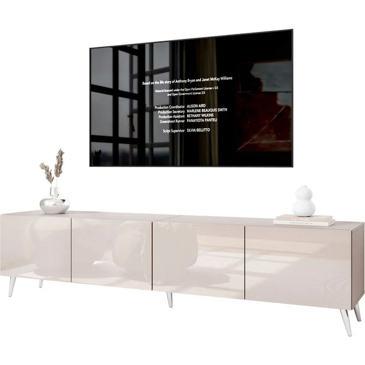Lookway TV-Schrank COLGANTE 200 Kaschmir Hochglanz mit Metallbeinen (2x TV- Schrank) Breite: 200 cm – Bild 5
