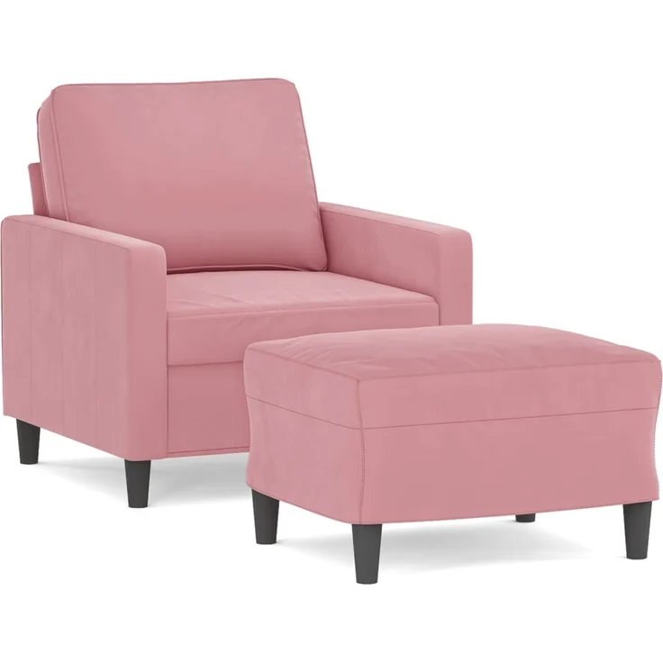 vidaXL Sessel mit Hocker Rosa 60 cm Samt 3201048 – Bild 1