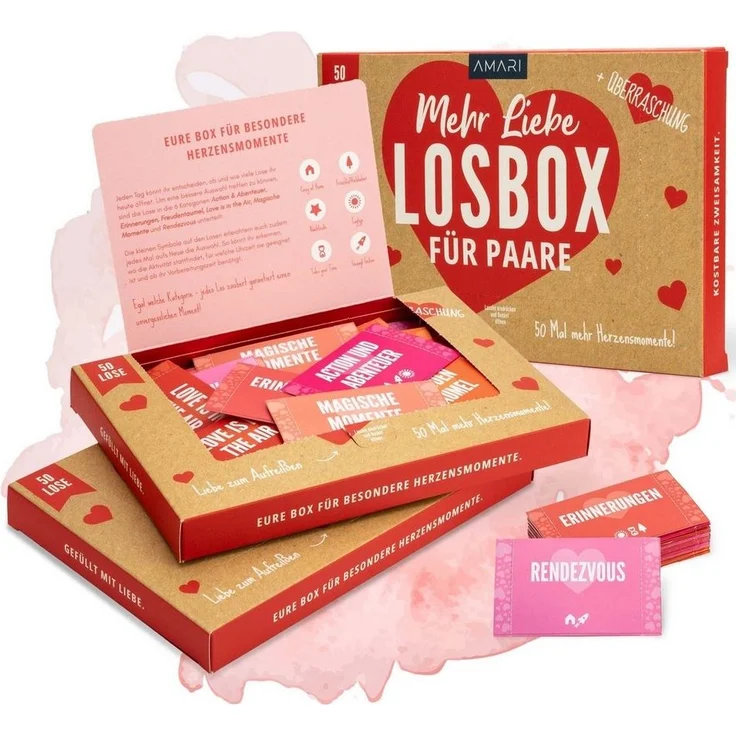 Amari Geschenkbox Losbox 50 Lose für Paare für gemeinsame Momente Geschenkidee, Jahrestag, Valentinstag, Geburtstag, Weihnachten – Bild 1