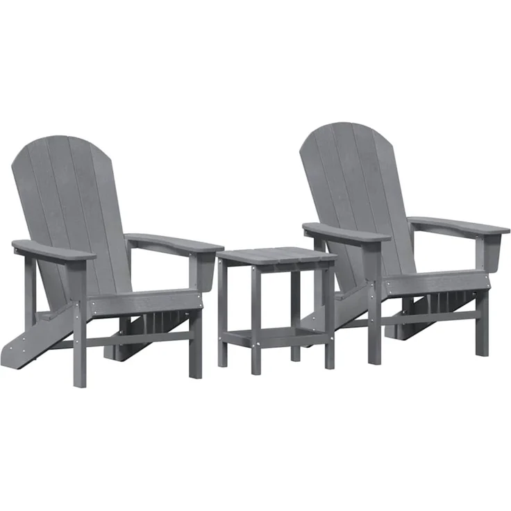 3er Set Gartenstuhl, Balkonstuhl Hellgrau Polyethylen – Bild 2