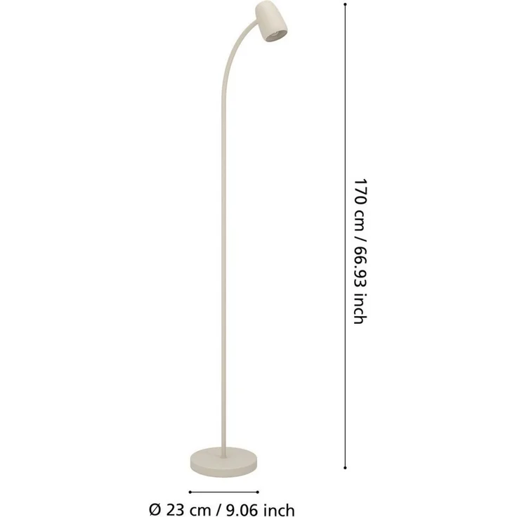 EGLO Stehlampe Carlo, Lampe Wohnzimmer mit Flexarm, Standleuchte schwenkbar aus Metall in Sandfarben, Leselampe mit E14 Fassung, H 170 cm – Bild 3