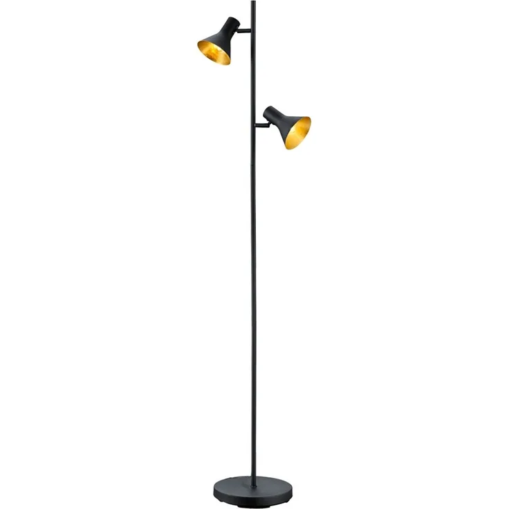 Stehleuchte, Gelenke beweglich, schwarz, gold, H 144 cm