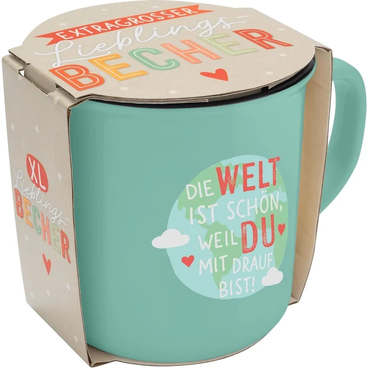 GRUSS & CO XL-Becher Motiv Welt | Lieblingsbecher aus Porzellan, Tasse mit Spruch, 55 cl, mit Geschenkbanderole | Geschenk Freundschaft, Liebe | 74183 – Bild 4