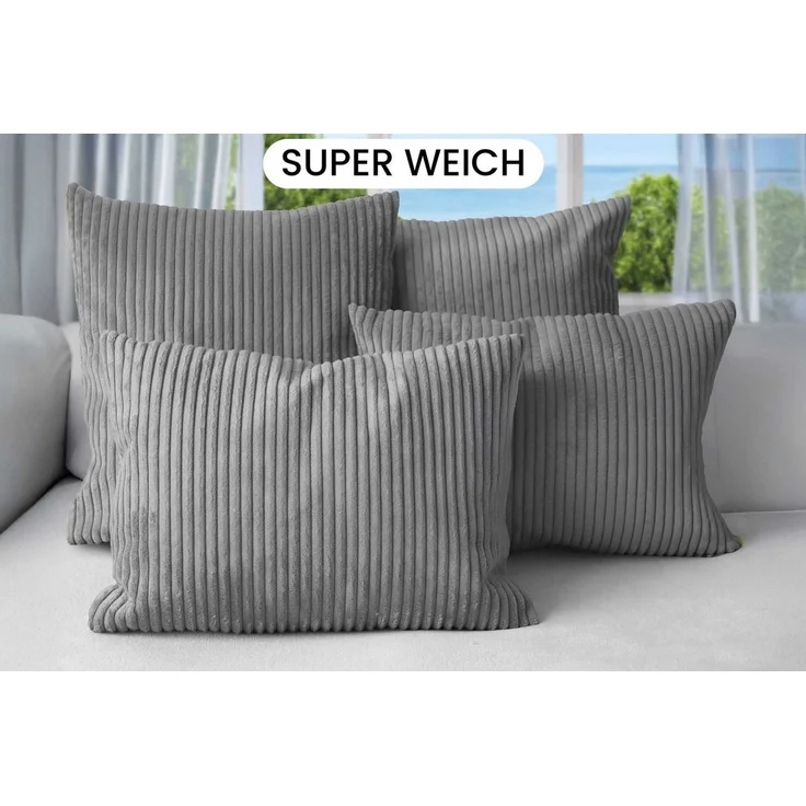 Amilian Dekokissen Sofakissen 4er Set mit Füllung - 2x 45x45 + 2x 35x45 cm, Hotelverschluss, waschbar, formstabil – Bild 2
