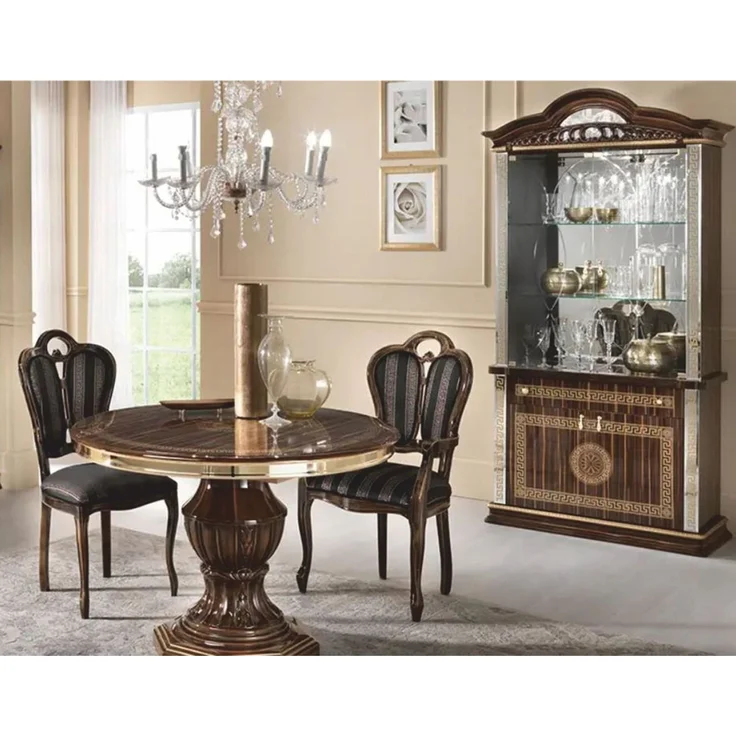 Casa Padrino Luxus Barock Esstisch Braun / Gold 110-150 cm - Made in Italy – Bild 2
