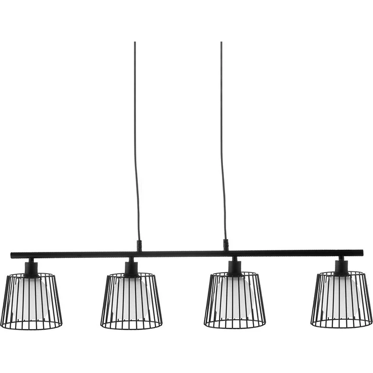 Pendelleuchte, Gitter schwarz, Glas weiß, H 150 cm – Bild 2