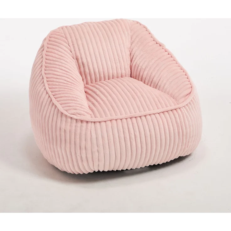 Bean Bag Stuhl mit Memory-Schaumstofffüllung, gestreifter Blasen-Plüsch, flauschig, gemütlich, gemütlicher Sofa für Wohnzimmer, Wohnungen und Schlafsäle--Rosa--98x92x73cm--YOUDENOVA – Bild 5