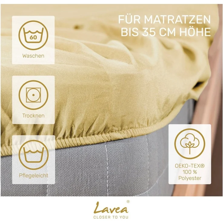 Lavea Spannbettlaken Bettlaken, Spannlaken Mikrofaser, 180x200 cm, 200x200 cm, (1 Stück), kühlend & atmungsaktiv, schnelltrocknend, weich, pflegeleicht – Bild 3