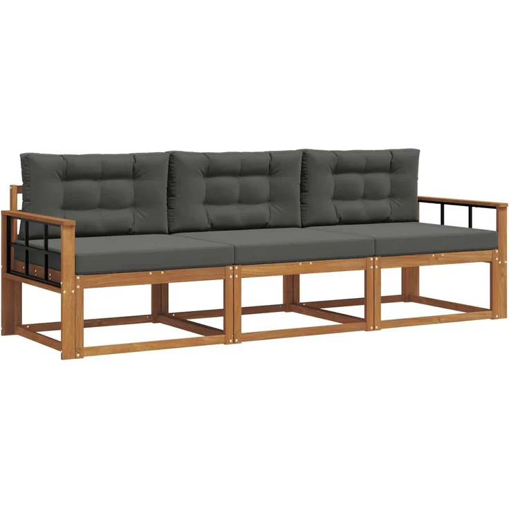 vidaXL Outdoor-Sofagarnitur 3 stk. 3-Sitzer Natur und Anthrazit 3367135 – Bild 2