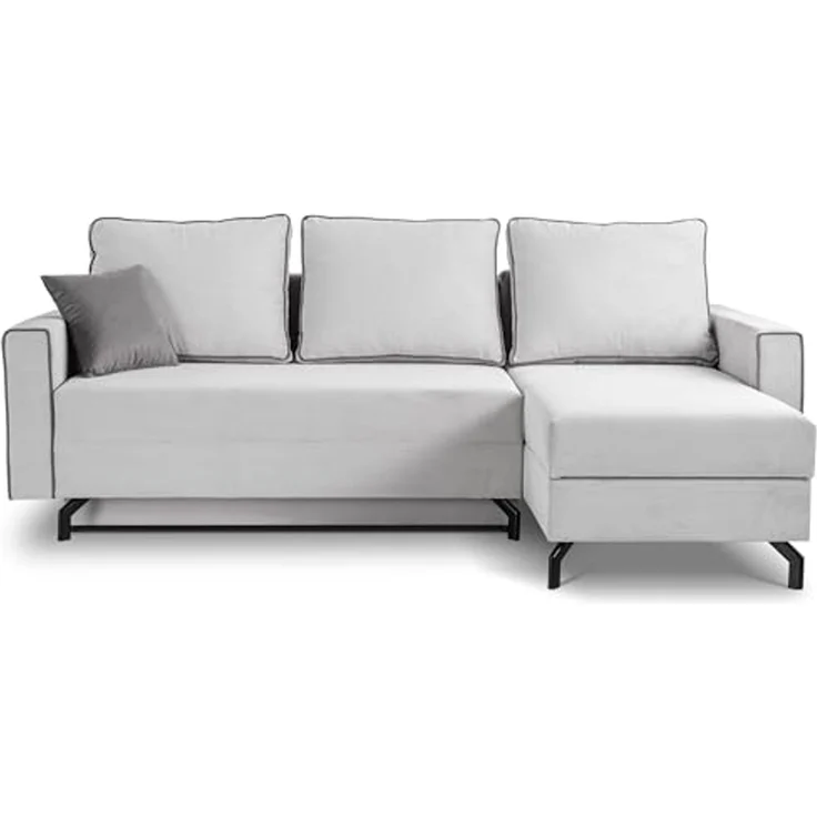 Ecksofa (B/H/T: 230x89x148 cm) in Hellgrau – Bild 4