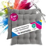wometo Stuhlkissen Prime, 2er Set, OEKO-TEX®, mit Steppung & Bändern, Grau, 40x40