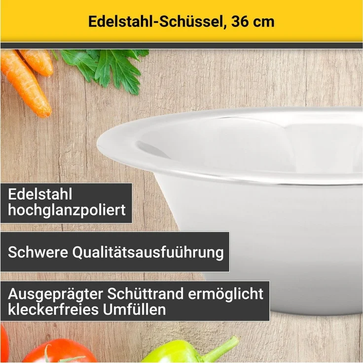 Krüger Schüssel Edelstahl-Schüssel, Edelstahl, (1-tlg), rostfrei, geschmacksneutral, robust, hygienisch – Bild 2