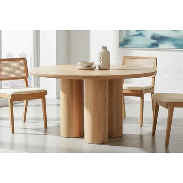 riess-ambiente Esstisch Art DECO 140cm natur Mangoholz, Säulenfüße, Unikat, massiv, rund (Einzelartikel, 1-St), Moderner Küchentisch - ideal für Ess- und Wohnzimmer oder Wohnküche – Bild 2