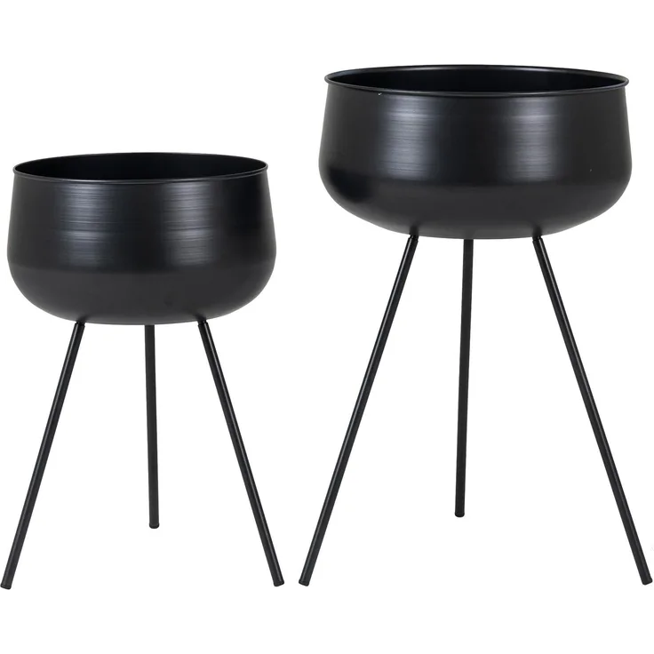 Ardola Blumenständer Set 2 Stck schwarz Blumentopf Set Pflanzturm Kräutertopf